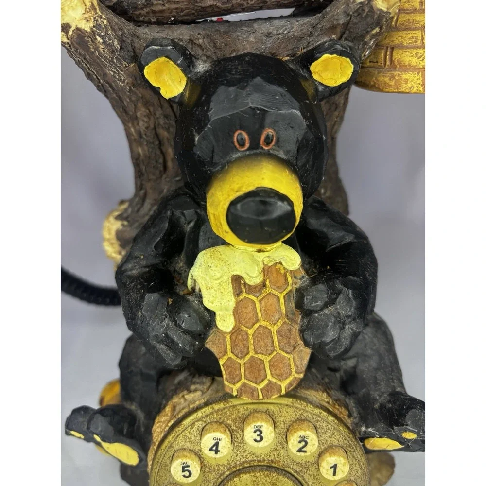🐻VTG Black Bear Eating Honey W/ Bees dial Phone, Excellent Condition Rare